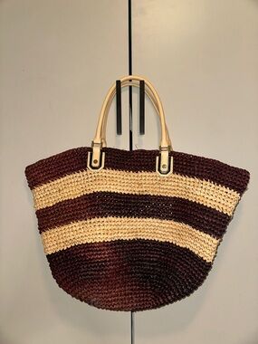 Alice and Olivia Striped Straw Tote Beach Bag